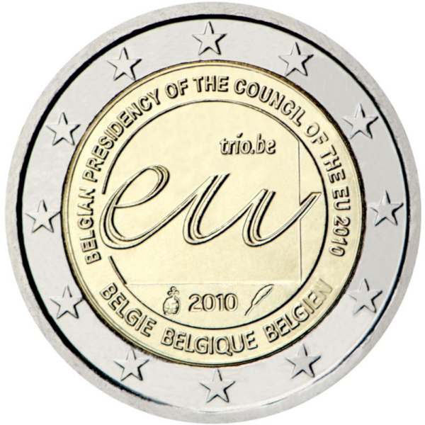 moeda Bélgica 2€ 2010 Presidência da U.E.
