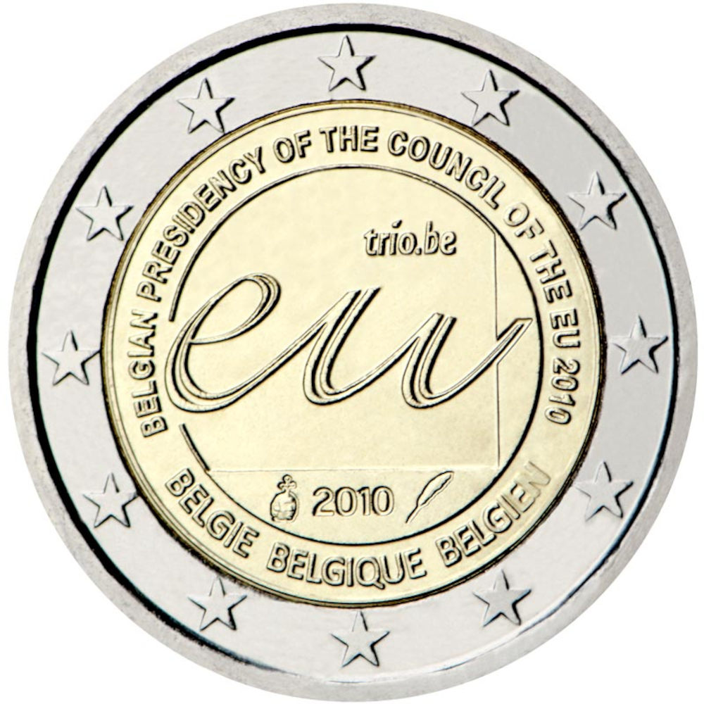 moeda Bélgica 2€ 2010 Presidência da U.E.