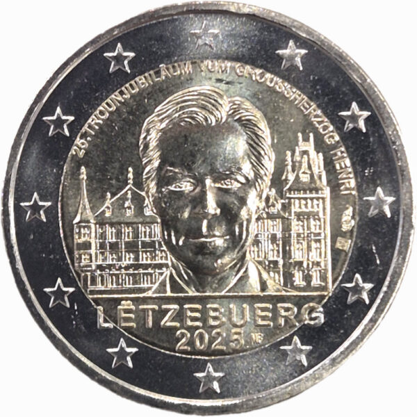 Luxemburgo 2 Euro 2025 Ascensão do Grão-Duque Henri