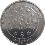 moeda Bélgica 5 Ecu 1987 Tratado de Roma - verso
