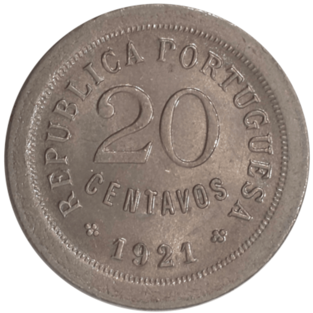 Moeda de 20 centavos de 1921 P Aberto