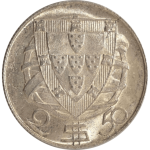 Moeda de 2,5 escudos de 1932 em prata - verso