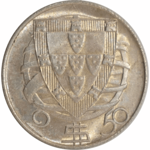 Moeda de 2,5 escudos de 1937 em prata - verso