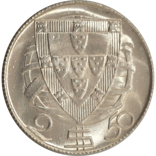 Moeda de 2,5 escudos de 1940 em prata - verso