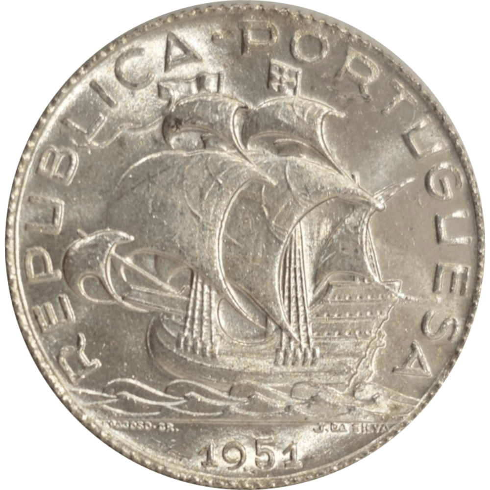 Moeda de 2,5 escudos de 1951 em prata