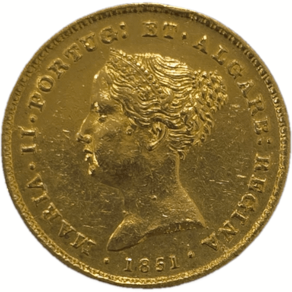 Moeda de Ouro D. Maria II, 2500 réis de 1851