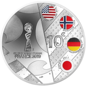 Moeda de 10 Euros Comemorativa do Campeonato do Mundo de Futebol Feminino França 2019 - verso
